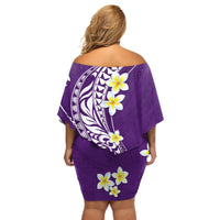 Hawaii Aloha Off Shoulder Short Dress Plumeria Vintage - Violet LT7 - Polynesian Pride
