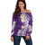 Hawaii Aloha Off Shoulder Sweater Plumeria Vintage - Violet LT7 Women Violet - Polynesian Pride