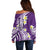 Hawaii Aloha Off Shoulder Sweater Plumeria Vintage - Violet LT7 - Polynesian Pride