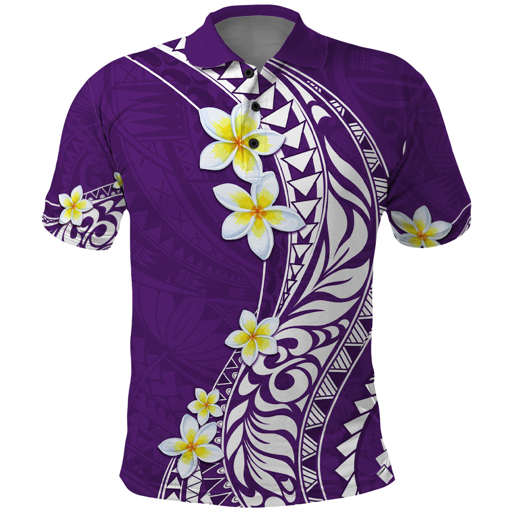 Hawaii Aloha Polo Shirt Plumeria Vintage - Violet LT7 Violet - Polynesian Pride