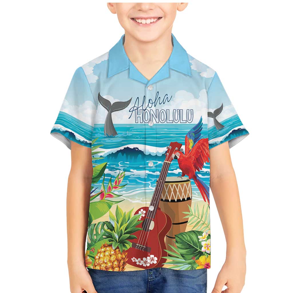 Aloha Honolulu Festival Family Matching Mermaid Dress and Hawaiian Shirt Ukulele By The Shore