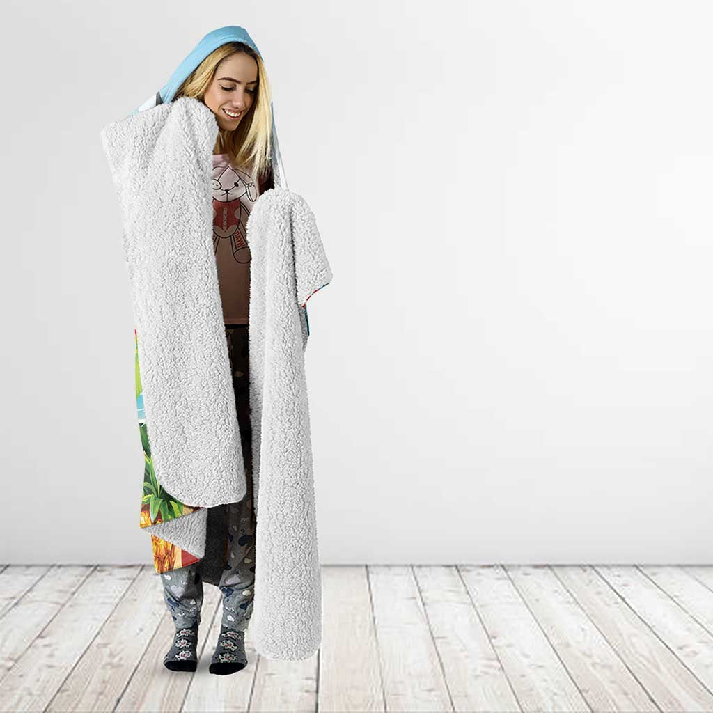 Aloha Honolulu Festival Hooded Blanket Ukulele By The Shore