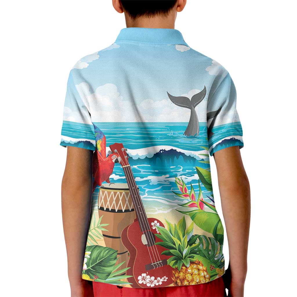 Aloha Honolulu Festival Kid Polo Shirt Ukulele By The Shore