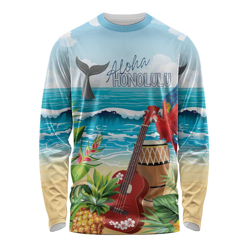 Aloha Honolulu Festival Long Sleeve Shirt Ukulele By The Shore LT7 Unisex Art - Polynesian Pride