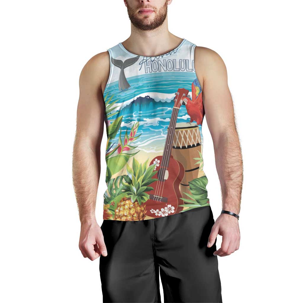 Aloha Honolulu Festival Men Tank Top Ukulele By The Shore