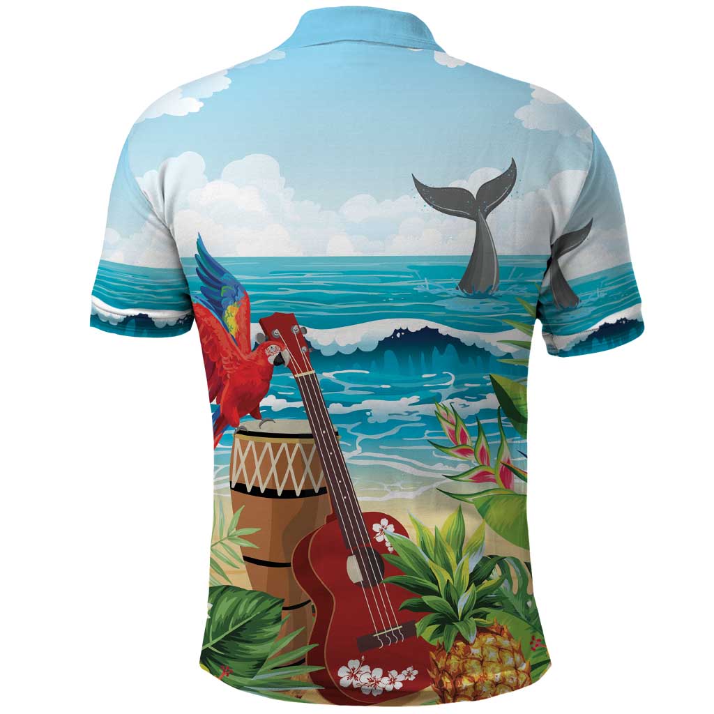 Aloha Honolulu Festival Polo Shirt Ukulele By The Shore