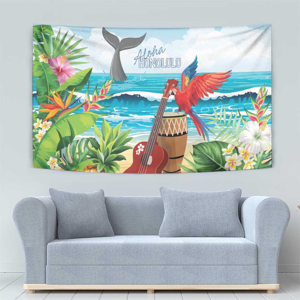 Aloha Honolulu Festival Tapestry Ukulele By The Shore