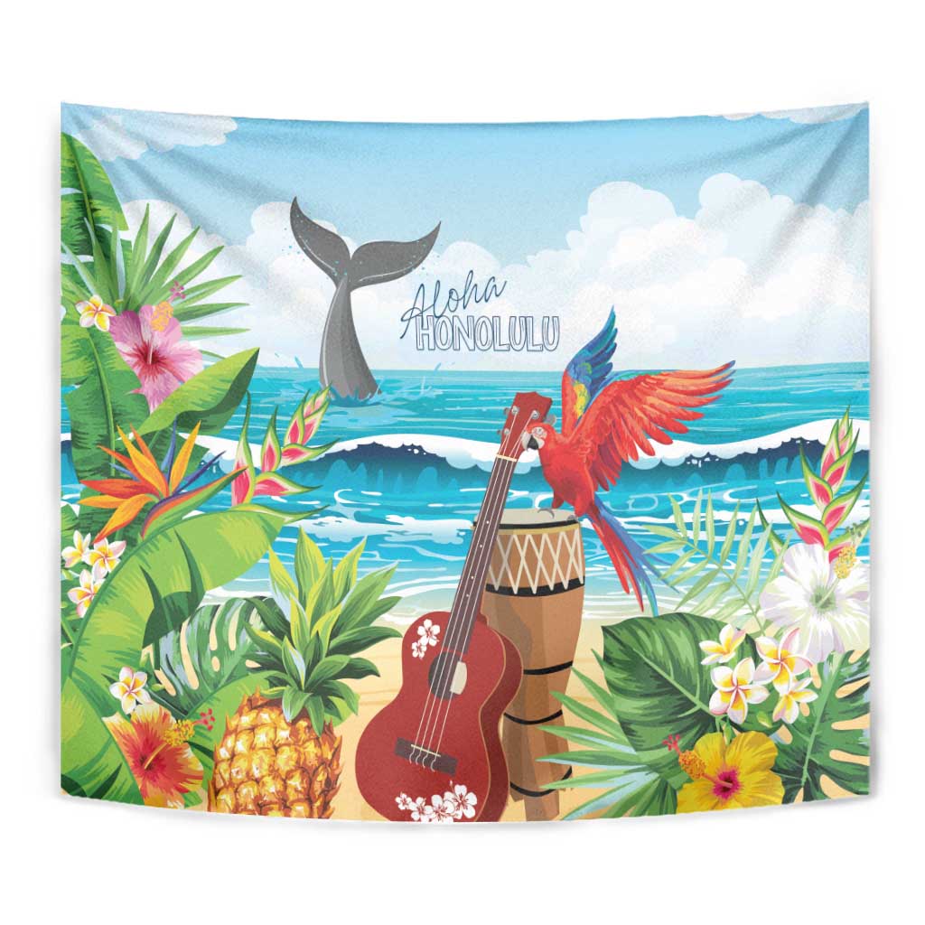 Aloha Honolulu Festival Tapestry Ukulele By The Shore