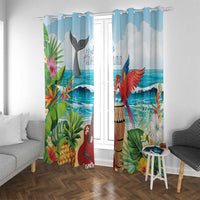 Aloha Honolulu Festival Window Curtain Ukulele By The Shore