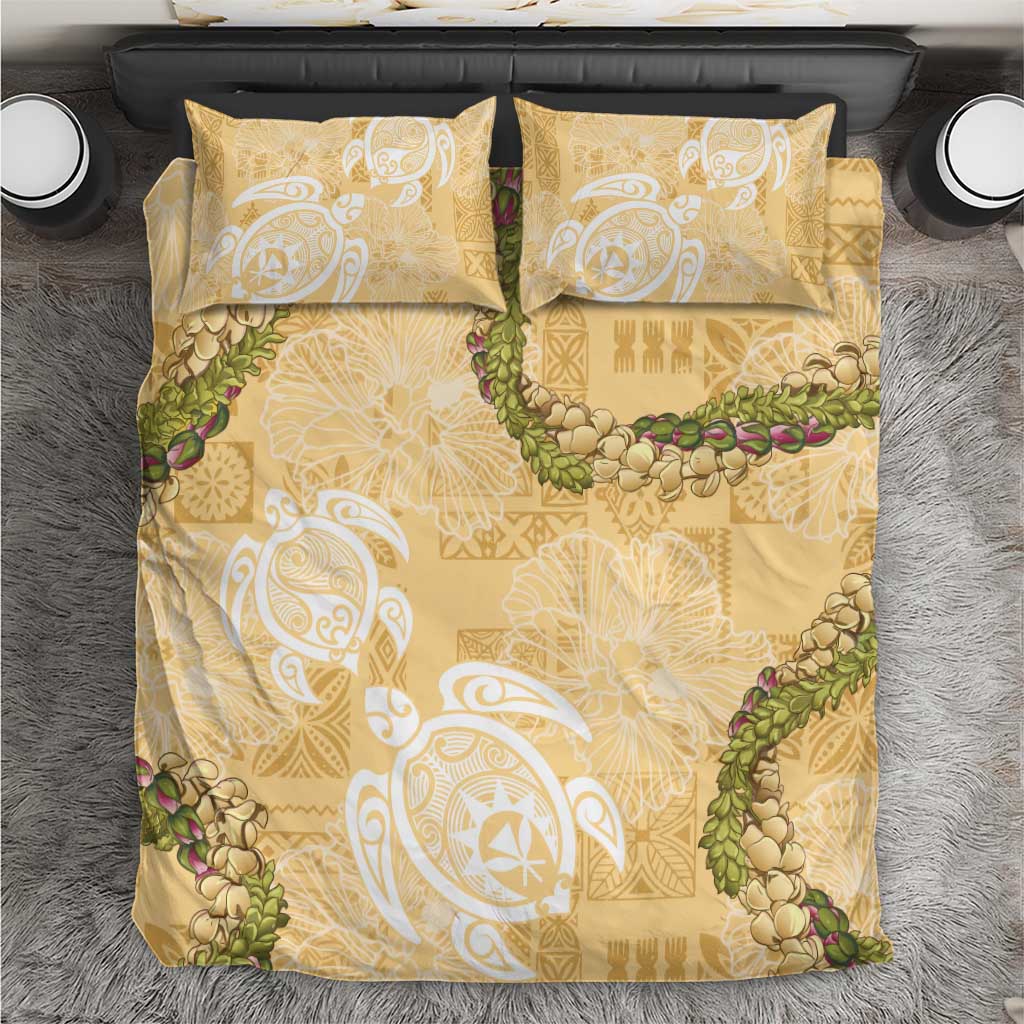 Aloha Honolulu Festival Bedding Set Hawaii Kapa Mix Flowers Lei