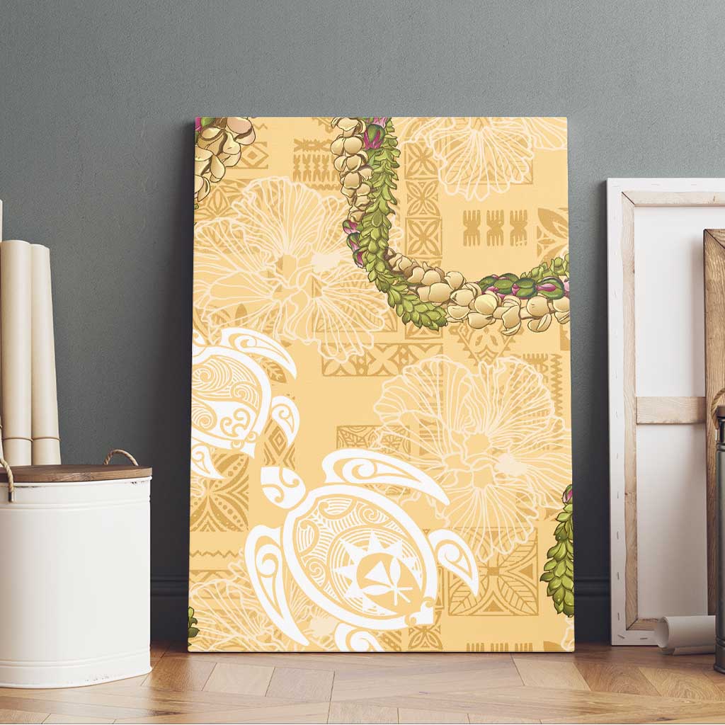 Aloha Honolulu Festival Canvas Wall Art Hawaii Kapa Mix Flowers Lei