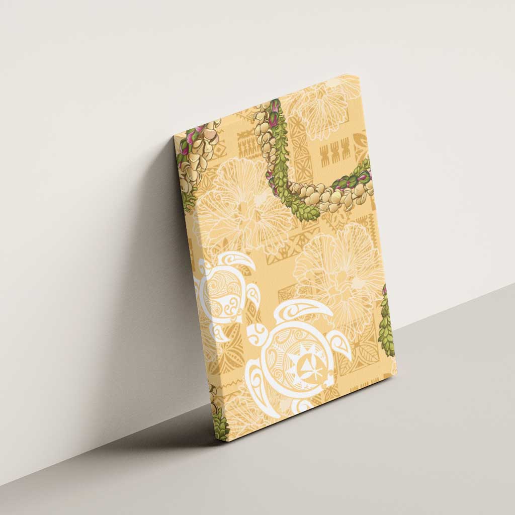 Aloha Honolulu Festival Canvas Wall Art Hawaii Kapa Mix Flowers Lei