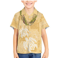 Aloha Honolulu Festival Family Matching Mermaid Dress and Hawaiian Shirt Hawaii Kapa Mix Flowers Lei