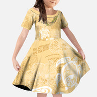 Aloha Honolulu Festival Family Matching Off The Shoulder Long Sleeve Dress and Hawaiian Shirt Hawaii Kapa Mix Flowers Lei