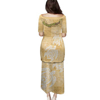 Aloha Honolulu Festival Family Matching Puletasi and Hawaiian Shirt Hawaii Kapa Mix Flowers Lei