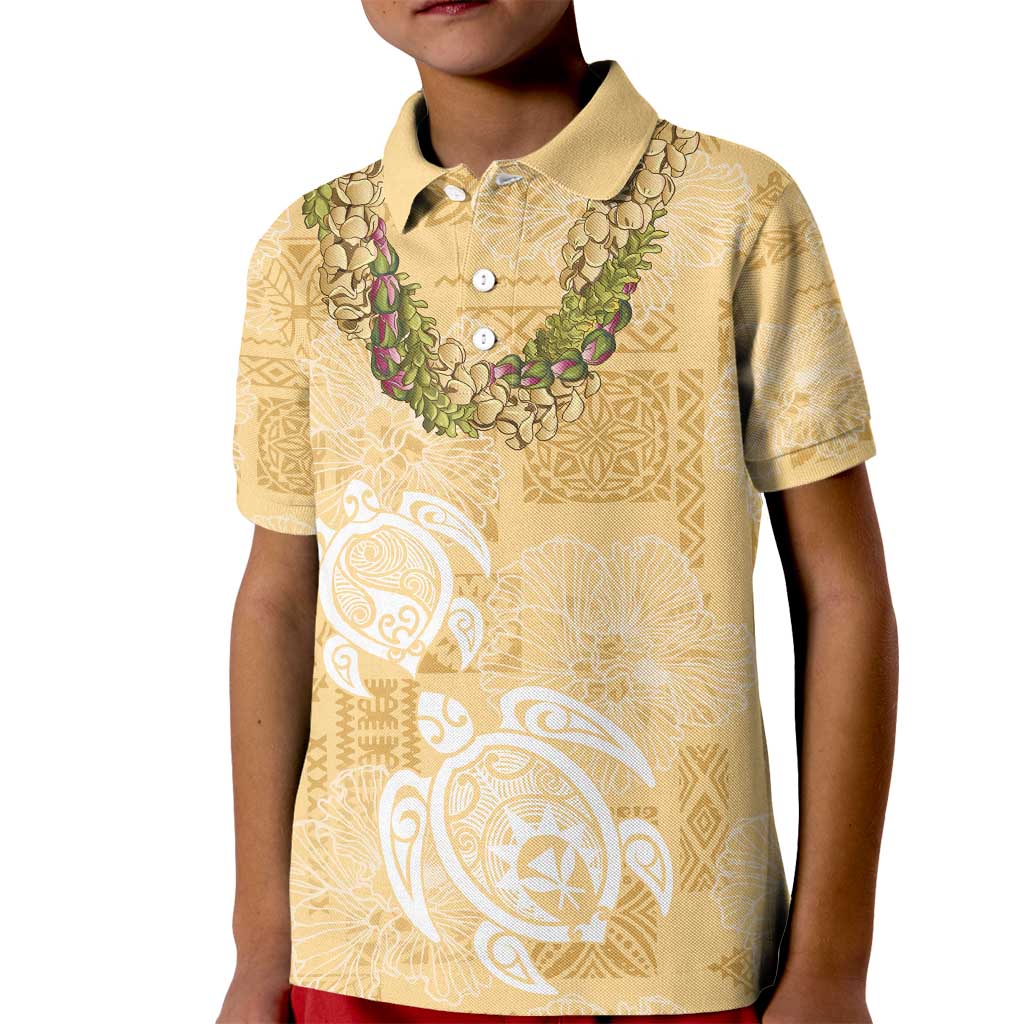 Aloha Honolulu Festival Kid Polo Shirt Hawaii Kapa Mix Flowers Lei