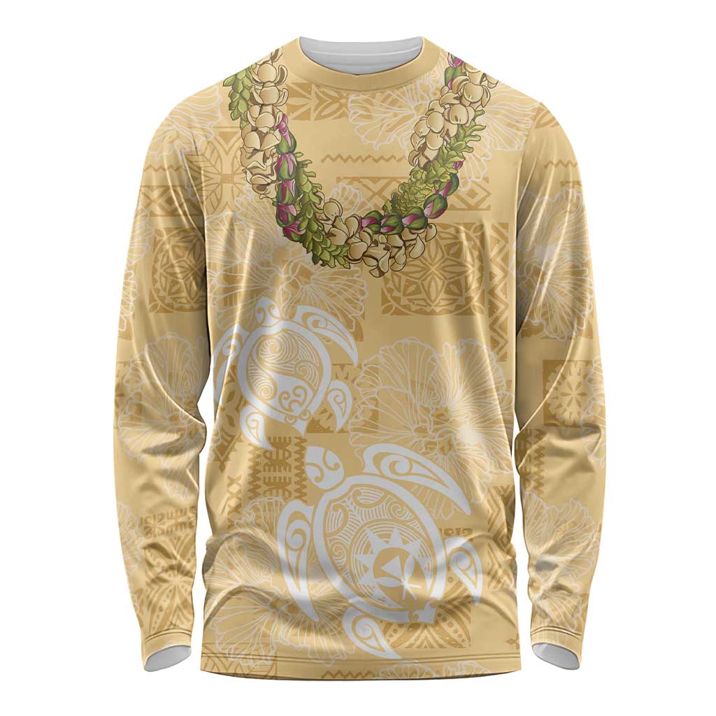 Aloha Honolulu Festival Long Sleeve Shirt Hawaii Kapa Mix Flowers Lei