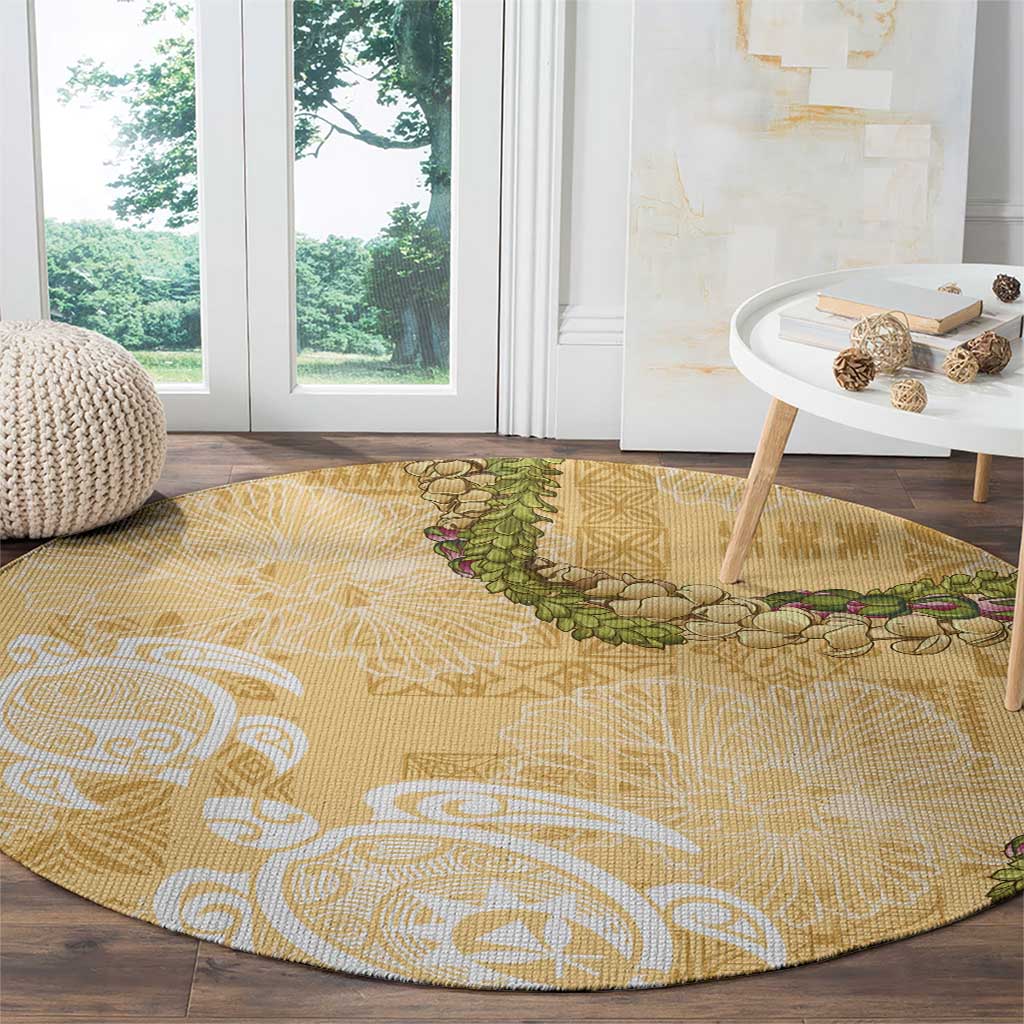 Aloha Honolulu Festival Round Carpet Hawaii Kapa Mix Flowers Lei