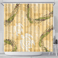 Aloha Honolulu Festival Shower Curtain Hawaii Kapa Mix Flowers Lei