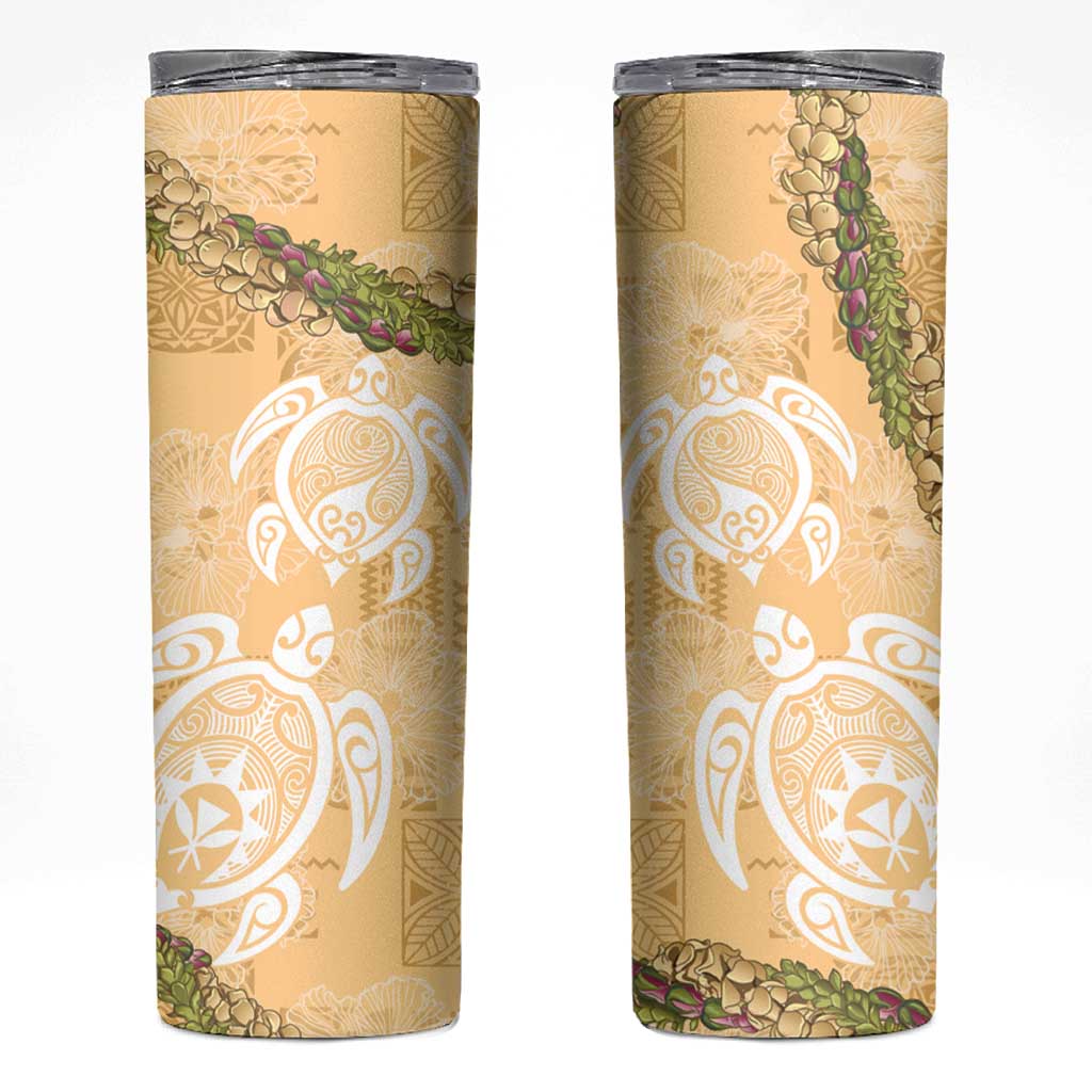 Aloha Honolulu Festival Skinny Tumbler Hawaii Kapa Mix Flowers Lei