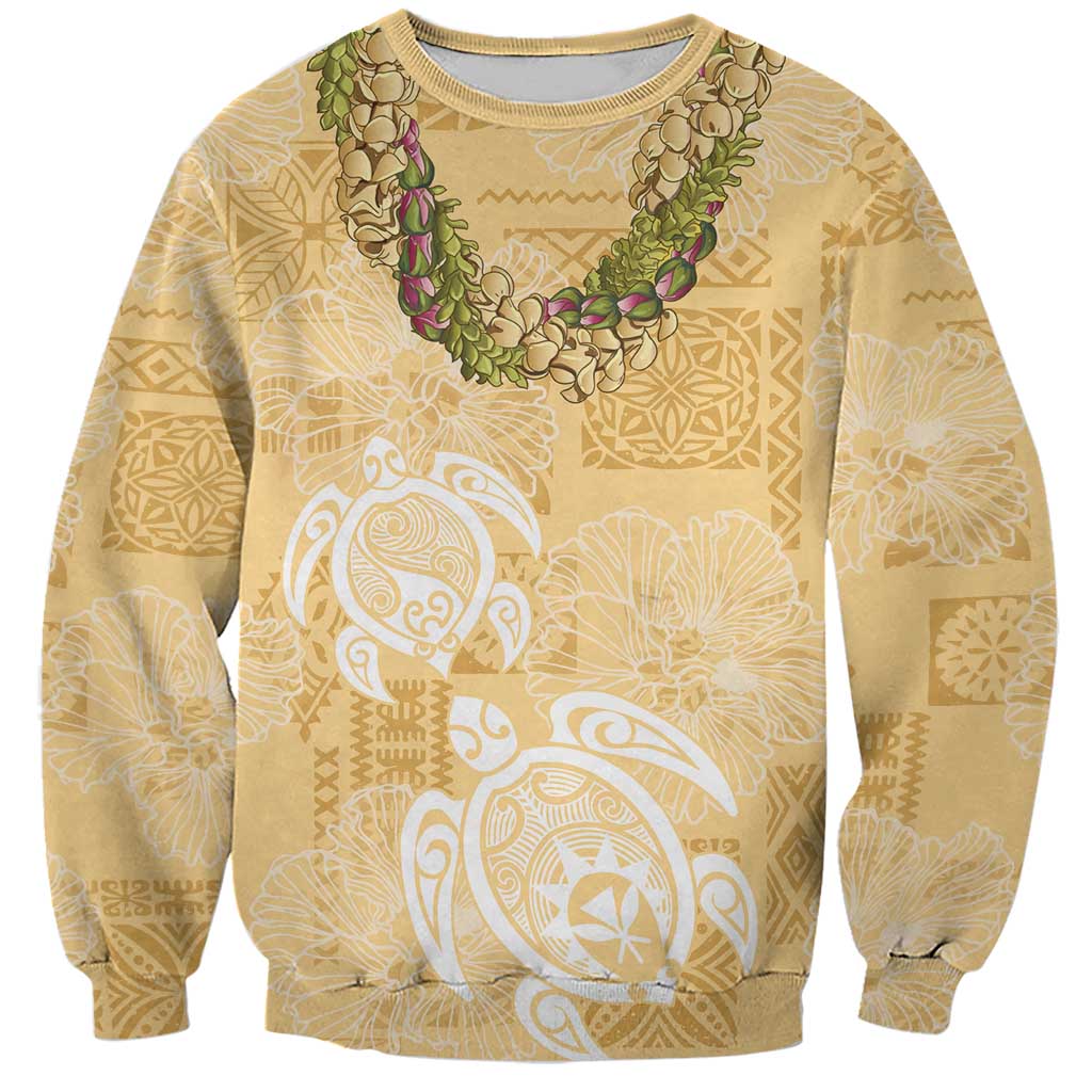 Aloha Honolulu Festival Sweatshirt Hawaii Kapa Mix Flowers Lei