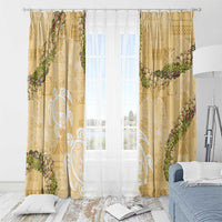 Aloha Honolulu Festival Window Curtain Hawaii Kapa Mix Flowers Lei