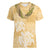 Aloha Honolulu Festival Women V-Neck T-Shirt Hawaii Kapa Mix Flowers Lei