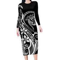 Polynesia Beach Volleyball Personalized Long Sleeve Bodycon Dress Basic LT7 Long Dress Black - Polynesian Pride