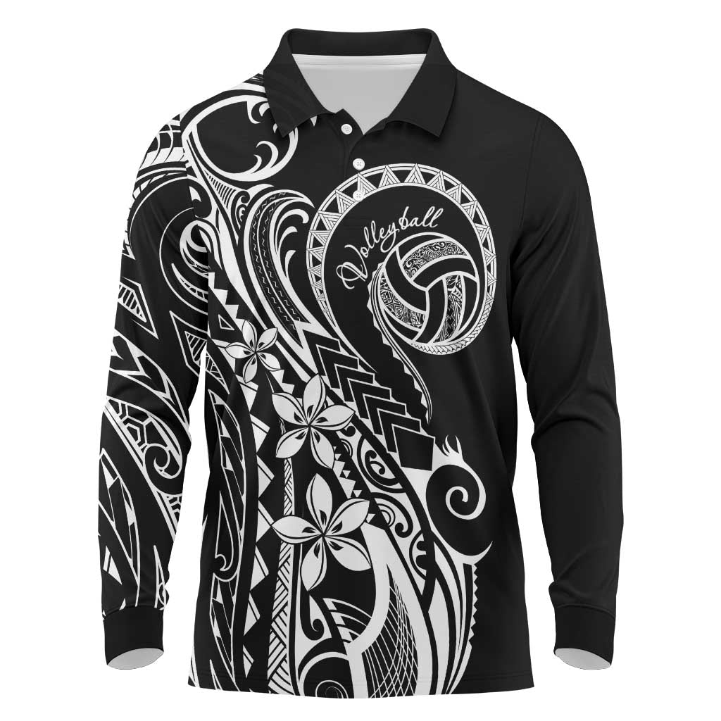 Polynesia Beach Volleyball Personalized Long Sleeve Polo Shirt Basic LT7 Black - Polynesian Pride
