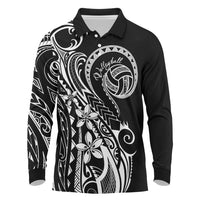 Polynesia Beach Volleyball Personalized Long Sleeve Polo Shirt Basic LT7 Black - Polynesian Pride