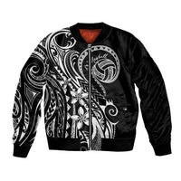 Polynesia Beach Volleyball Personalized Sleeve Zip Bomber Jacket Basic LT7 Unisex Black - Polynesian Pride