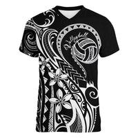 Polynesia Beach Volleyball Personalized Women V-Neck T-Shirt Basic LT7 Female Black - Polynesian Pride