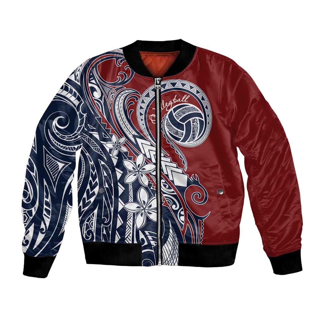 Polynesia Beach Volleyball Personalized Bomber Jacket Special LT7 Unisex Red Blue - Polynesian Pride