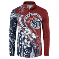 Polynesia Beach Volleyball Personalized Button Sweatshirt Special LT7 Red Blue - Polynesian Pride