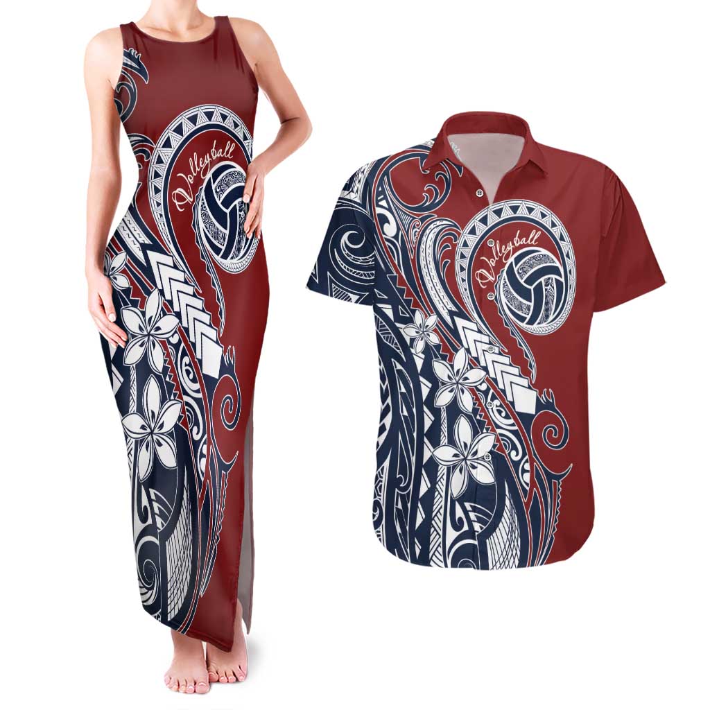 Polynesia Beach Volleyball Personalized Couples Matching Tank Maxi Dress and Hawaiian Shirt Special