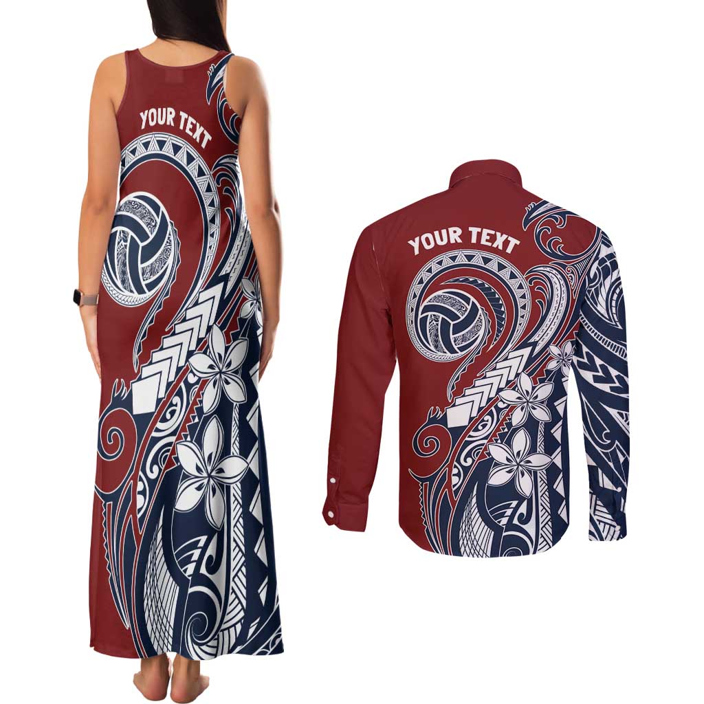 Polynesia Beach Volleyball Personalized Couples Matching Tank Maxi Dress and Long Sleeve Button Shirt Special