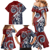 Polynesia Beach Volleyball Personalized Family Matching Mermaid Dress and Hawaiian Shirt Special
