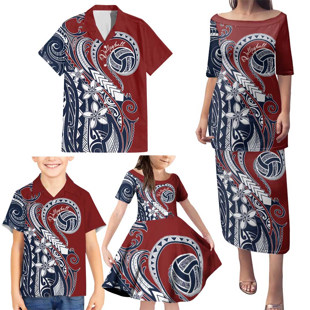 Polynesia Beach Volleyball Personalized Family Matching Puletasi and Hawaiian Shirt Special