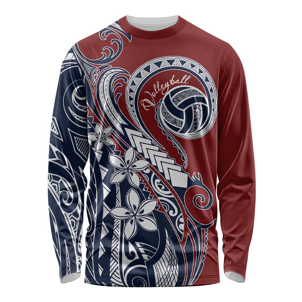 Polynesia Beach Volleyball Personalized Long Sleeve Shirt Special LT7 Unisex Red Blue - Polynesian Pride