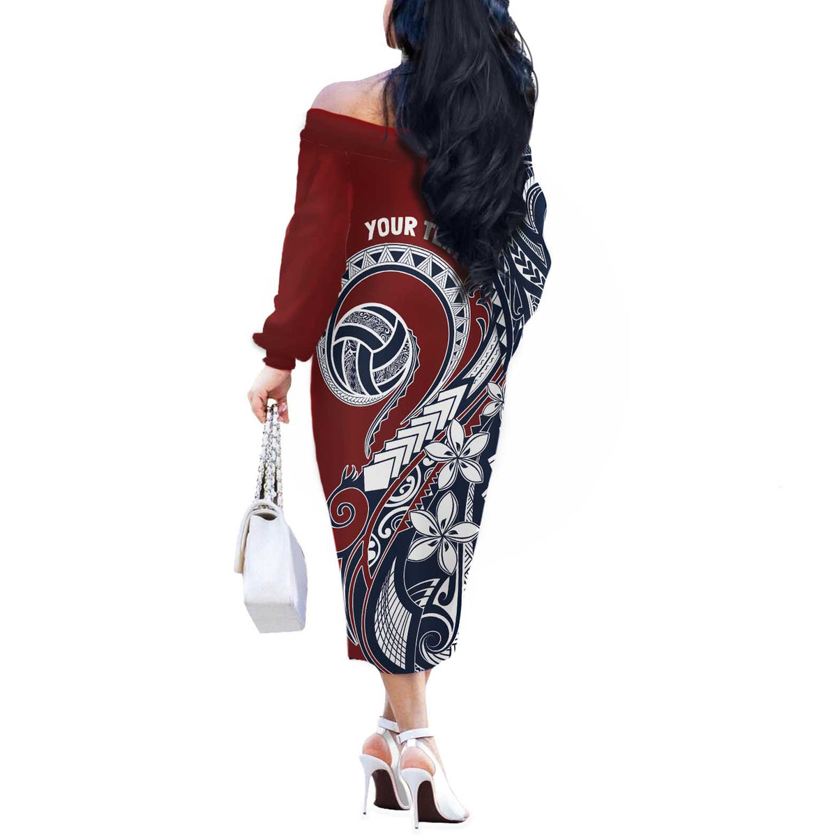 Polynesia Beach Volleyball Personalized Off The Shoulder Long Sleeve Dress Special
