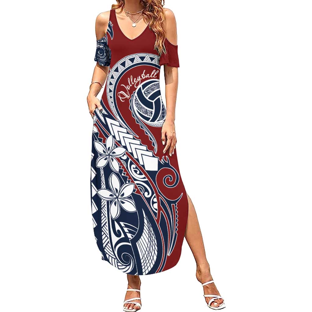Polynesia Beach Volleyball Personalized Summer Maxi Dress Special LT7 Women Red Blue - Polynesian Pride
