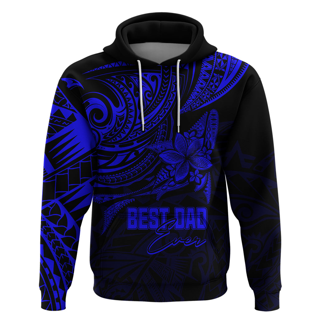 Custom Fathers Day Polynesian Hoodie Best Dad Ever Blue LT7 Pullover Hoodie Blue - Polynesian Pride