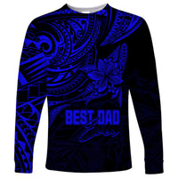 Personalised Father's Day Polynesian Long Sleeve Shirt Best Dad Ever - Blue LT7 Unisex Blue - Polynesian Pride