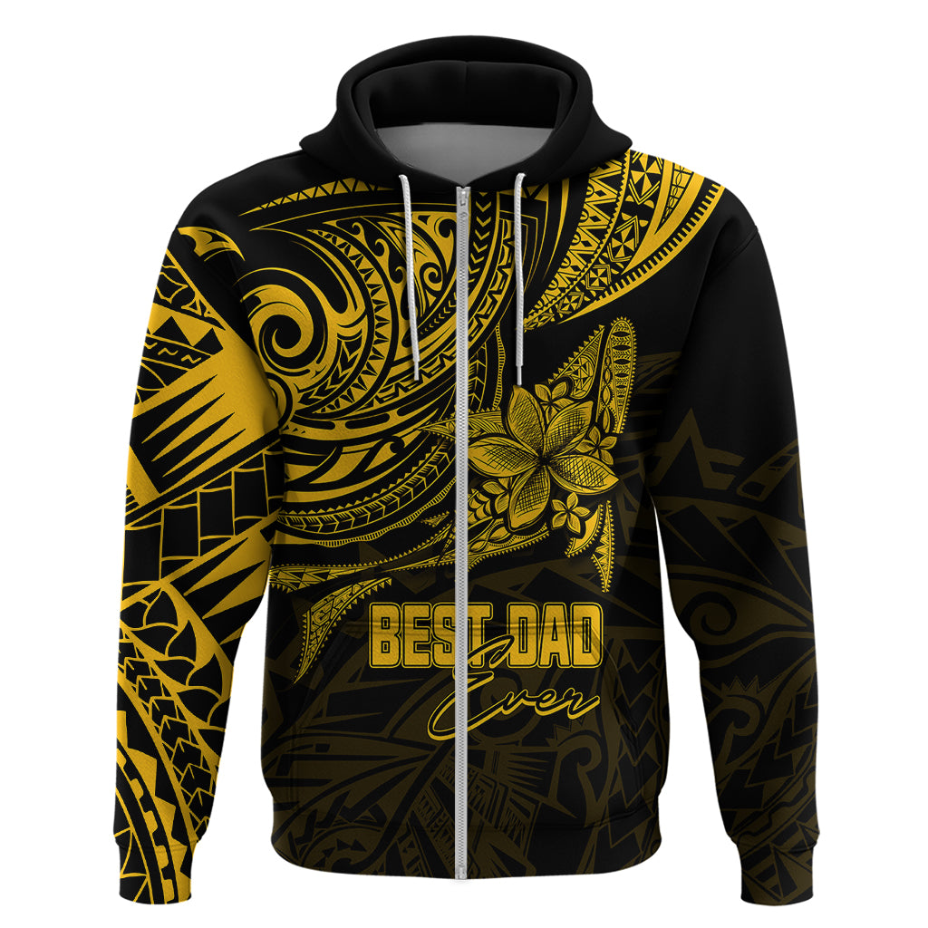 Custom Fathers Day Polynesian Hoodie Best Dad Ever Gold LT7 Zip Hoodie Gold - Polynesian Pride