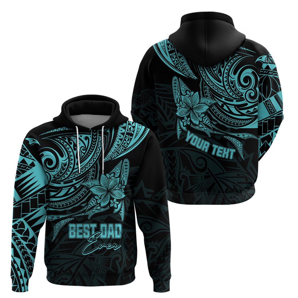 Custom Fathers Day Polynesian Hoodie Best Dad Ever Turquoise LT7 - Polynesian Pride