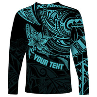 Personalised Father's Day Polynesian Long Sleeve Shirt Best Dad Ever - Turquoise LT7 - Polynesian Pride