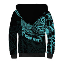 Personalised Father's Day Polynesian Sherpa Hoodie Best Dad Ever - Turquoise LT7 - Polynesian Pride