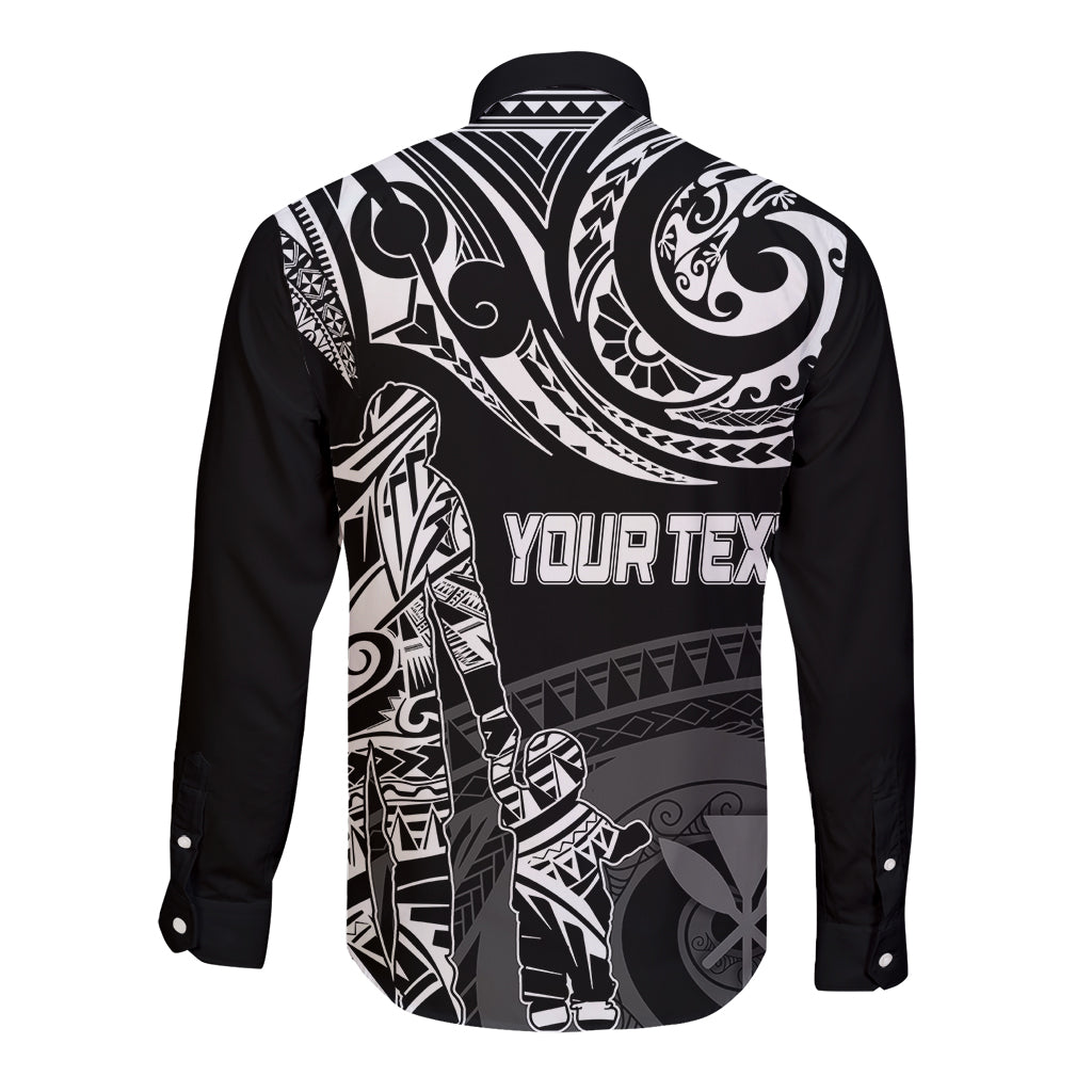 Personalised Father's Day Kanaka Hawaii Long Sleeve Button Shirt Polynesian Dad & Kid LT7 - Polynesian Pride
