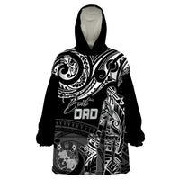Personalised Father's Day Tonga Wearable Blanket Hoodie Polynesian Dad & Kid LT7 One Size Black - Polynesian Pride