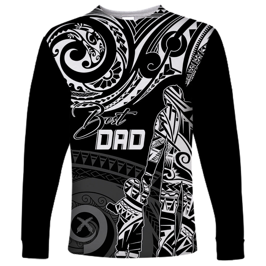 Personalised Father's Day Vanuatu Long Sleeve Shirt Polynesian Dad & Kid LT7 Unisex Black - Polynesian Pride